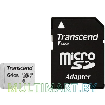Карта памяти Transcend microSDXC 300S 64GB TS64GUSD300S-A (с адаптером)